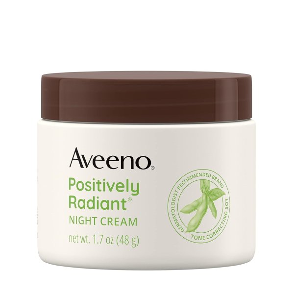 Positively Radiant Moisturizing Face & Neck Night Cream with Tone Correcting Soy & Niacinamide, Night Cream Targets Dull Skin & Evens Skin Tone & Texture, Hypoallergenic, 1.7 oz