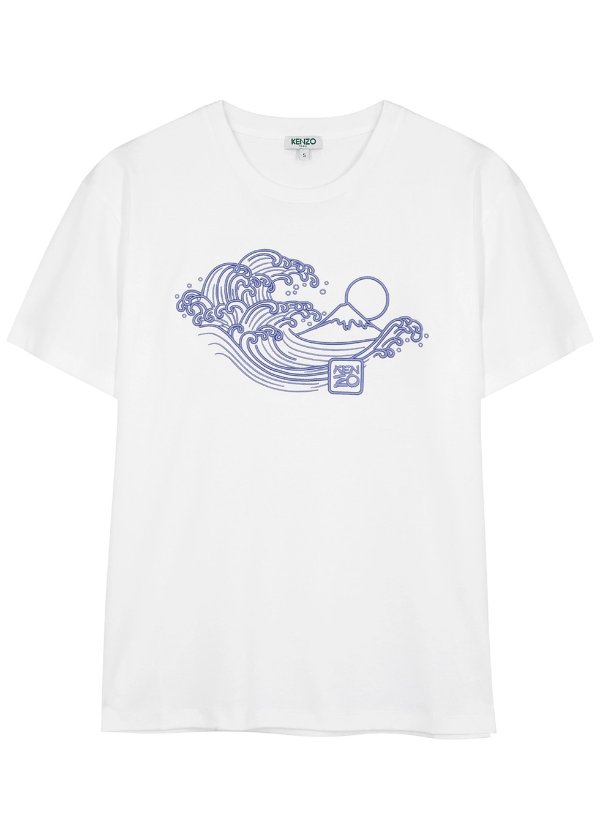 White embroidered cotton T-shirt