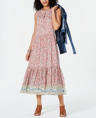 Printed Sleeveless Tiered Maxi Dress, Created for Macy's