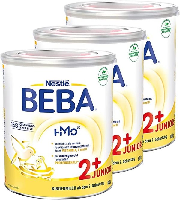 BEBA JUNIOR 2 幼儿奶粉 适用于2岁以上幼儿，3罐装(3 x 800g)