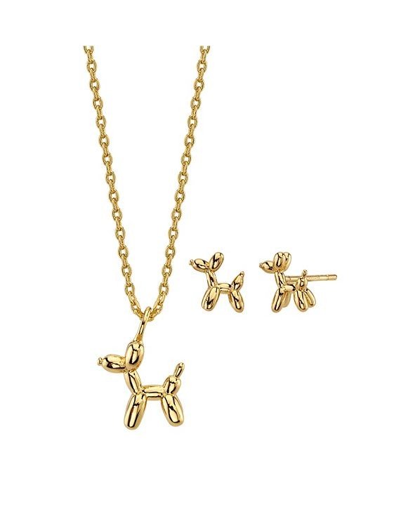 2-Pc. Set Mini Balloon Animal Pendant Necklace & Stud Earrings in Gold Tone Fine Plated Silver, Created for Macy's