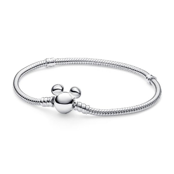 Mickey Mouse Icon Snake Chain Bracelet by Pandora – Silver