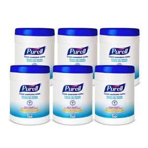 PURELL Hand Sanitizing Wipes, Fresh Citrus Scent, 270 Count Alcohol-free formula Sanitizing Wipes in Eco-Fit Canister (Case of 6)