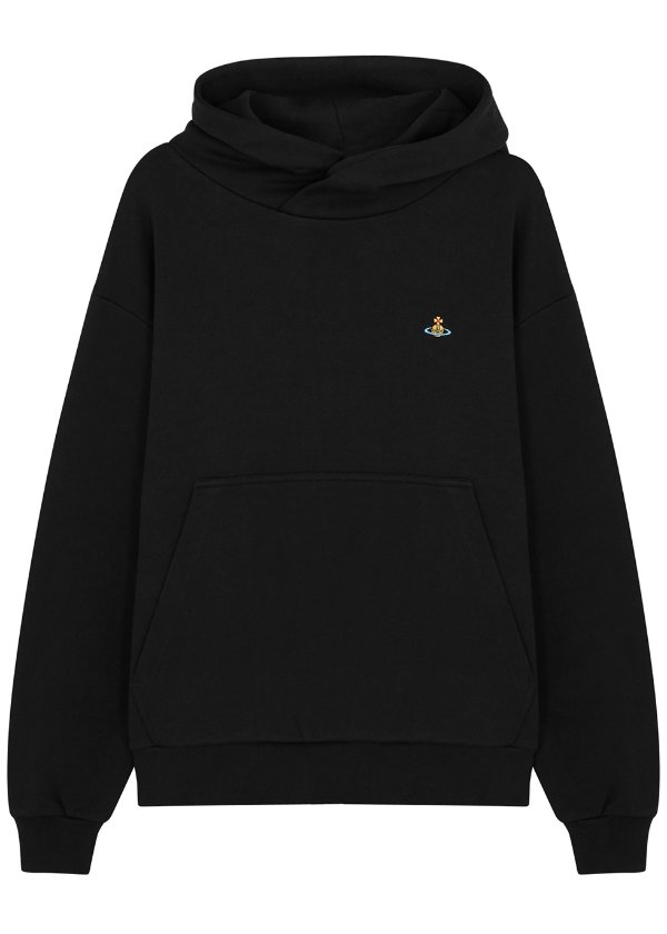 Black hooded logo cotton sweatshirt