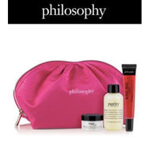 philosophy:订单满$50，免费送礼品套装，如图所示