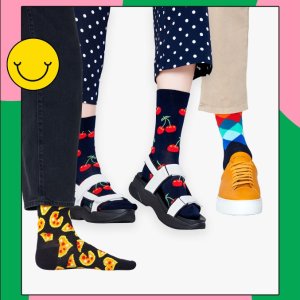 Happy Socks 开年大促 马卡龙色图案袜子 减龄潮袜 明星同款