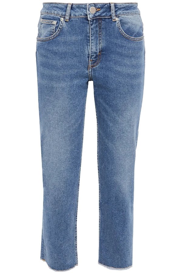 Panna cropped embroidered mid-rise slim-leg jeans