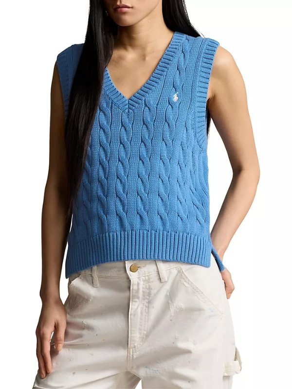 Cable-Knit Cotton Sweater Vest