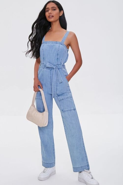 Chambray Cargo Overall Jumpsuit
