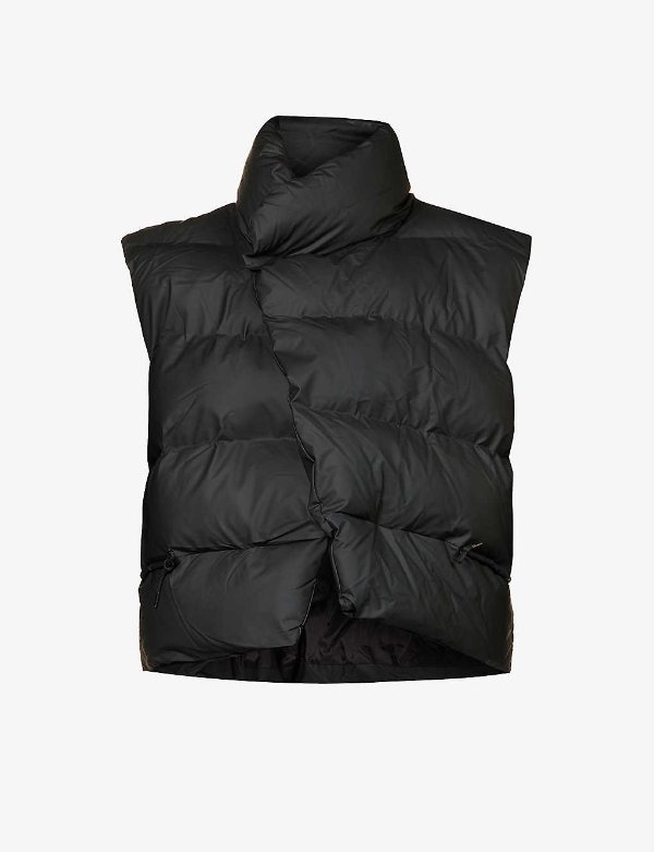 High-neck padded shell vest