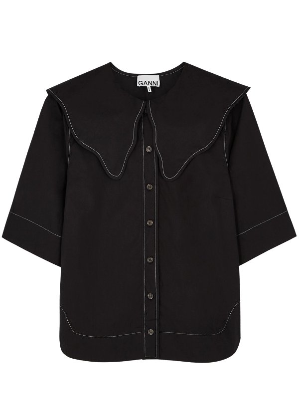 Black cotton-poplin blouse