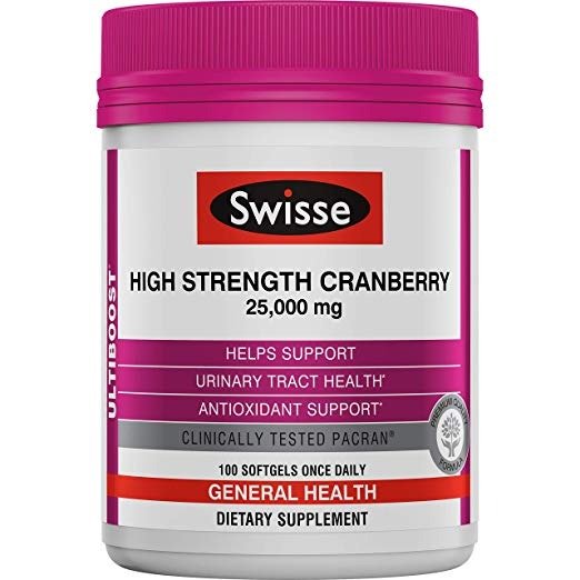 Swisse Ultiboost High Strength Cranberry Supplement | Urinary Tract Health Support | 25, 000 mg, 100 Softgel Tablets