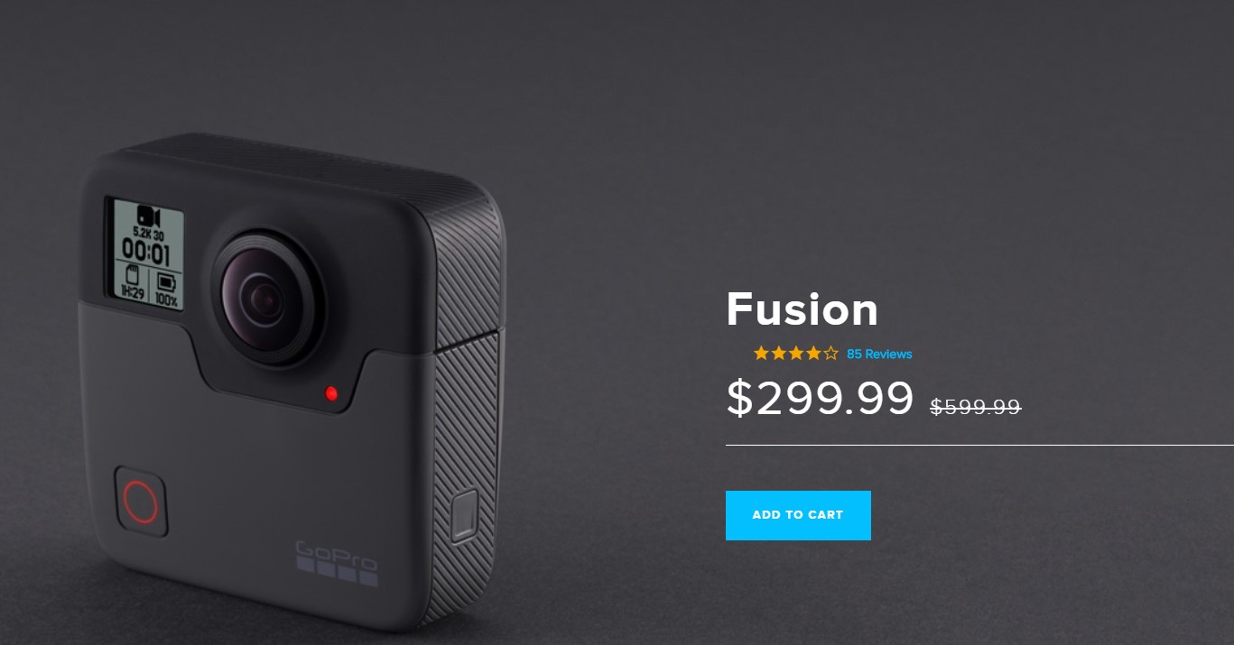 GoPro Fusion 360全景相机--官网$299.99 运通offer 满300返60