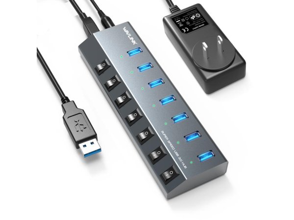 7口USB 3.0拓展坞，带独立开关和电源