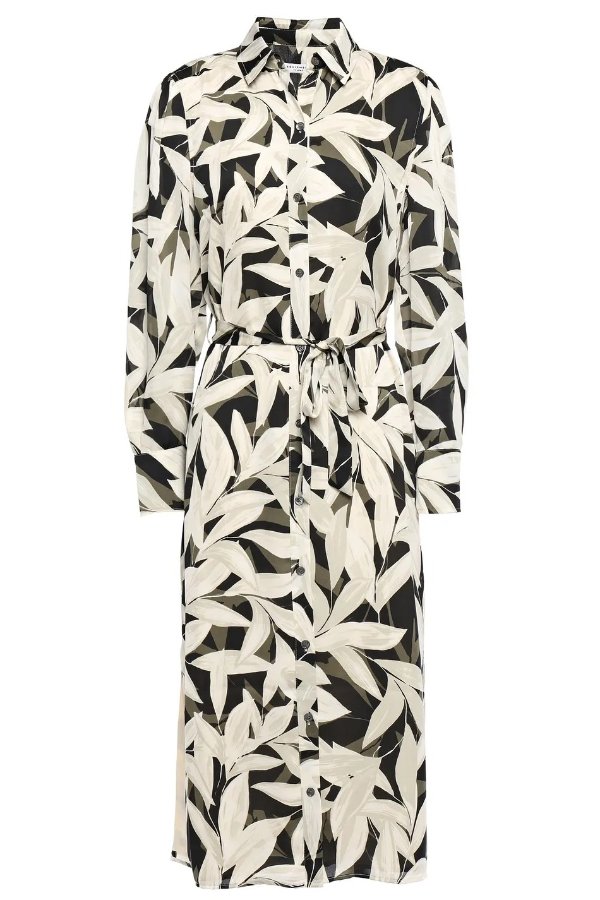 Rosalee floral-print crepe de chine midi shirt dress
