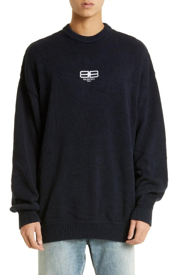 Men's License Logo Crewneck Cotton Sweater