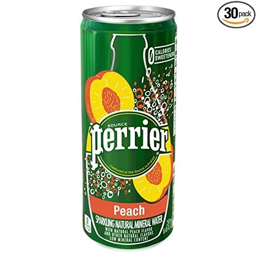 Peach Flavored Carbonated Mineral Water, 8.45 fl oz. Slim Cans (30 Count)