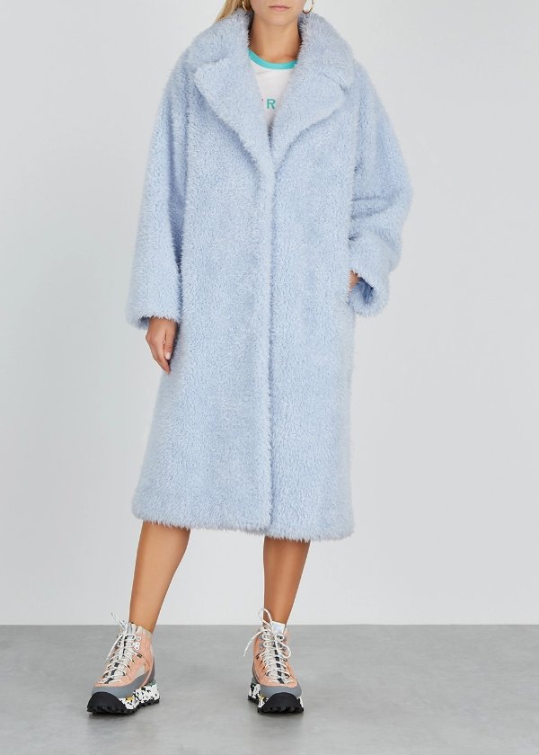 Clara light blue faux shearling coat