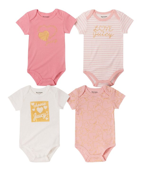 Pink & White Heart Bodysuit Set - Newborn & Infant