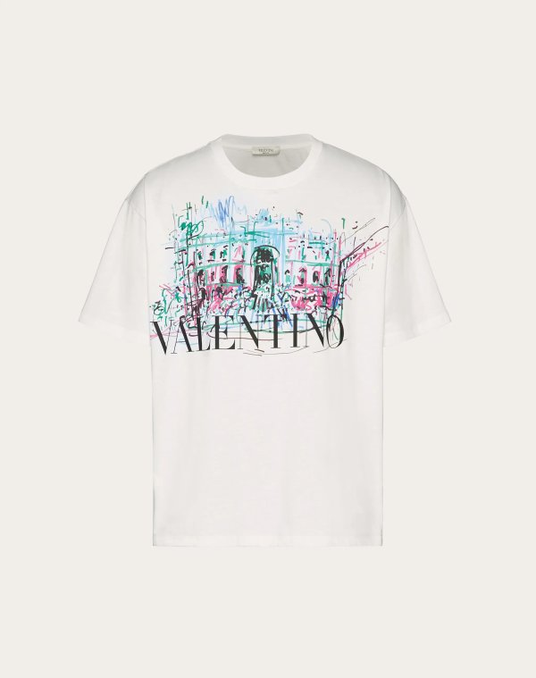 T-SHIRT WITH ROMAN SKETCHES PRINT for Man | Valentino Online Boutique