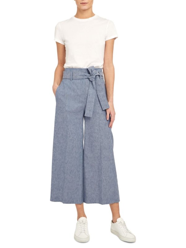- Belted Cropped Linen Pants