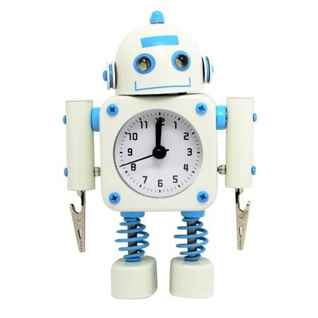 Betus Robot Alarm Clock with Flashing Eye Lights and Hand Clip