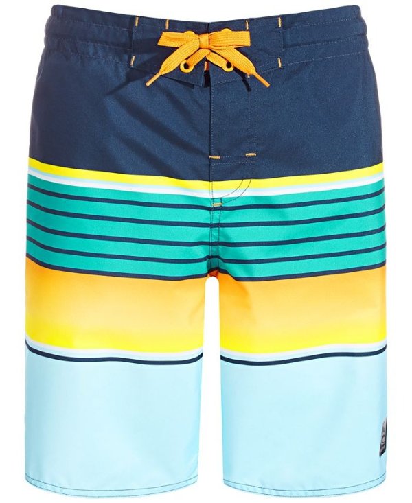 Big Boys Stripe-Print Swim Shorts