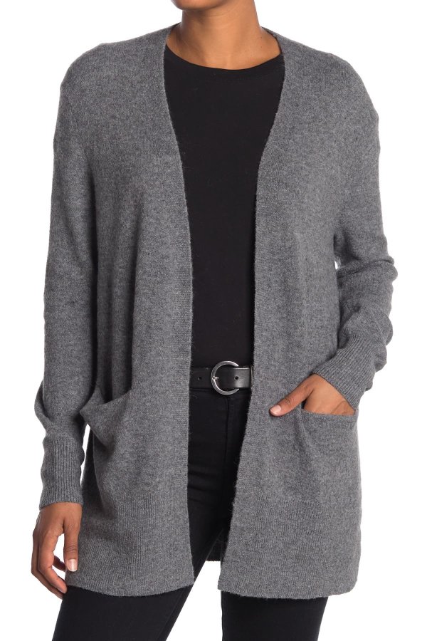 Open Front Patch Pocket Cardigan