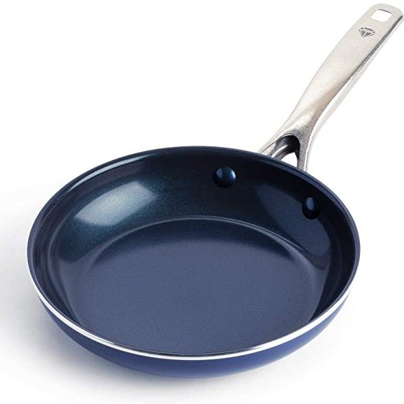 Cookware Diamond Infused Ceramic Nonstick 8" Frying Pan Skillet, PFAS-Free, Dishwasher Safe, Oven Safe, Blue