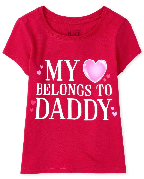 Baby And Toddler Girls Valentine's Day Short Sleeve 'Mommy And Daddy's Valentine' Graphic Tee