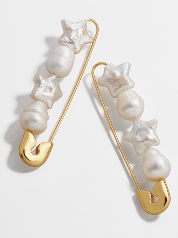 Charisse Pearl Safety Pin Earrings