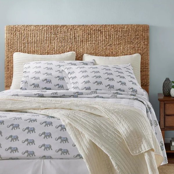 Jersey Knit Cotton Blend Full Sheet Set in Elephant