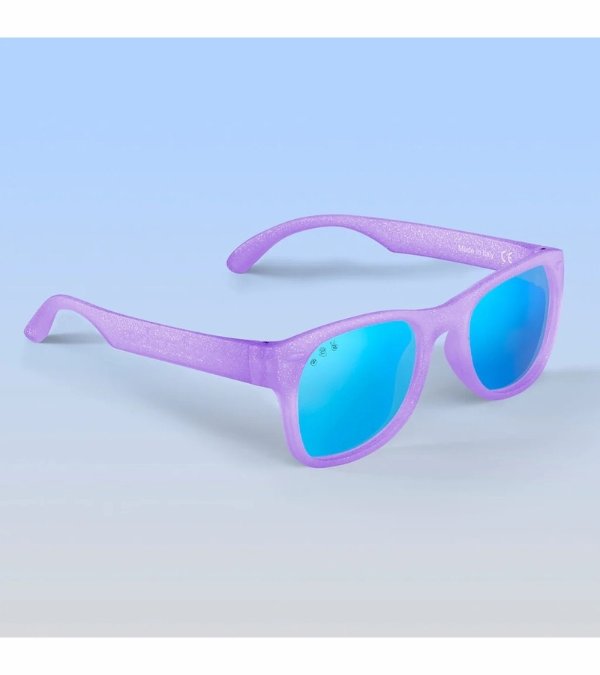 Roshambo Eyewear Polarized Toddler Sunglasses - Punky Brewster - Lavender Glitter / Mirrored Blue (2-4 years)