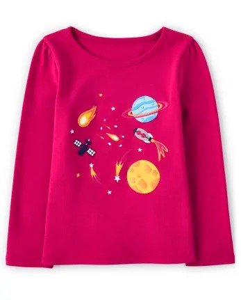 Girls Long Sleeve Embroidered Space Top - Comet Club | Gymboree - ROSILY
