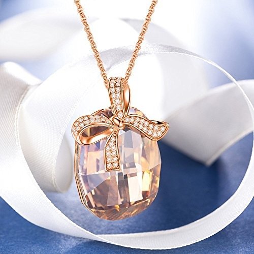 Swarovski Elements Crystal Fashion Necklace Pendants Jewelry for Women (Butterfly/Heart of The Ocean/Wishing Trees/Lucky Trefoil)