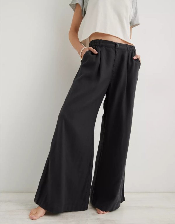 Aerie Pool-To-Party Linen Edition High Waisted Trouser