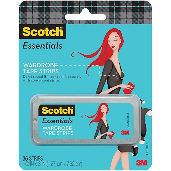 3M Scotch Essentials Wardrobe Tape Strips.5 x 3-inch 36/Pkg, Other, Multicoloured, 3.27 x 12.79 x 15.97 cm