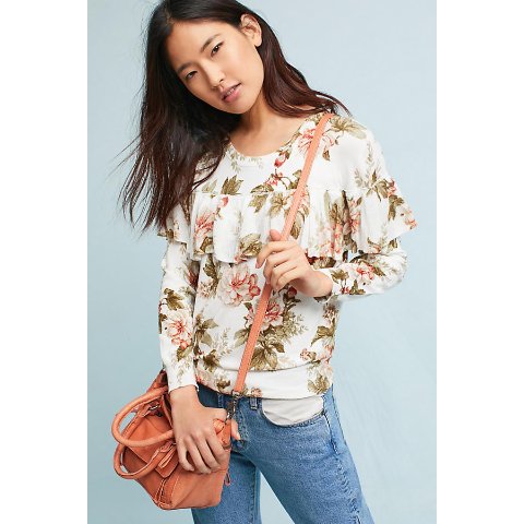 Floral Ruffled Pullover