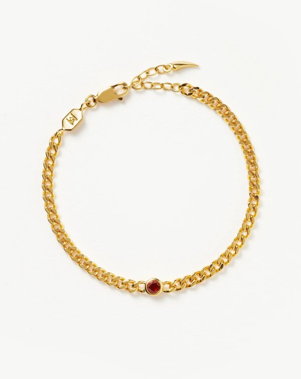 Birthstone Chain Bracelet - January | 18ct Gold Plated Vermeil/Garnet