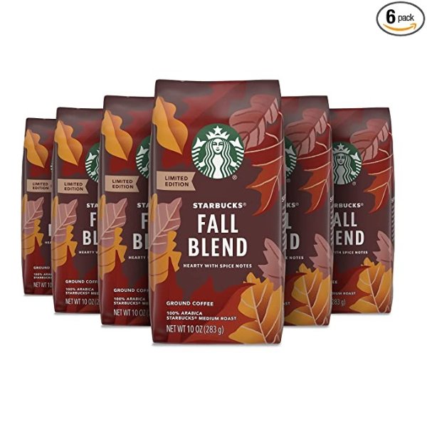 Ground Coffee — Medium Roast Coffee — Fall Blend — 100% Arabica — 6 bags (10 oz)