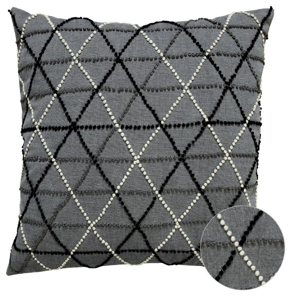 Arles Gray French Knot Decorative Pillow Cover, 18"x18" - Transitional - Decorative Pillows - by Houzz