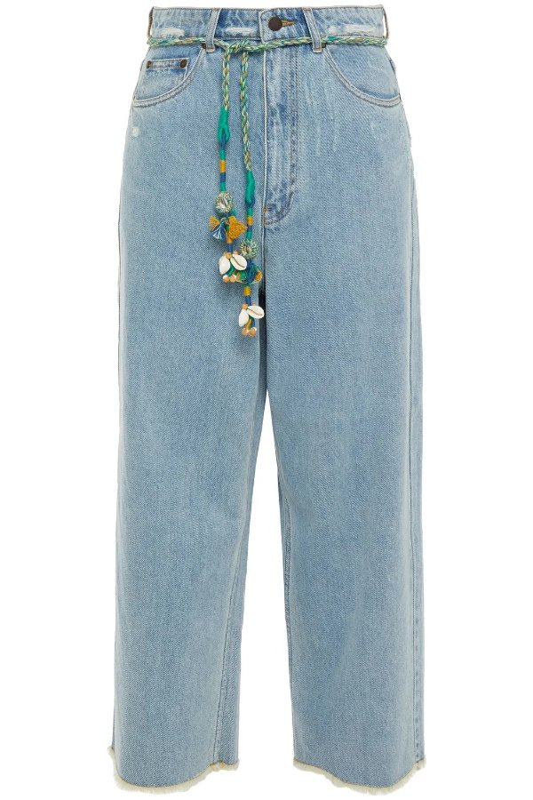 Edie cropped embellished high-rise straight-leg jeans
