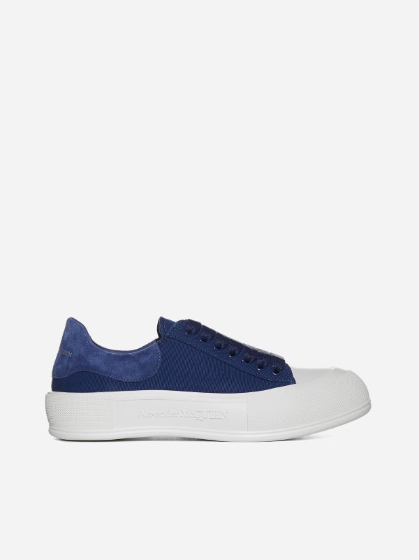 Plimsoll canvas and suede sneakers