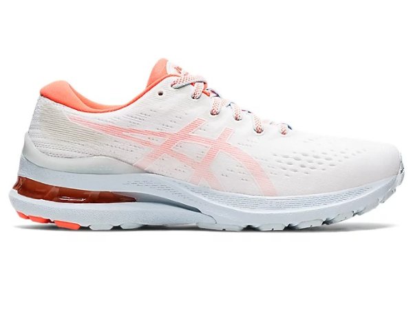 Women's GEL-KAYANO 28 | White/Flash Coral | Running Shoes | ASICS