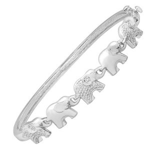 Elephant Bangle Bracelet with Diamond