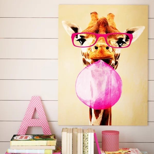 'Clever Giraffe with Bubblegum' Canvas Art'Clever Giraffe with Bubblegum' Canvas ArtProduct OverviewRatings & ReviewsCustomer PhotosQuestions & AnswersShipping & ReturnsMore to Explore
