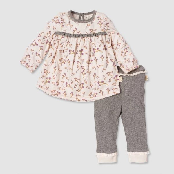 &#174; Baby Girls' Organic Cotton Mauve Dress & Pant Set - Purple