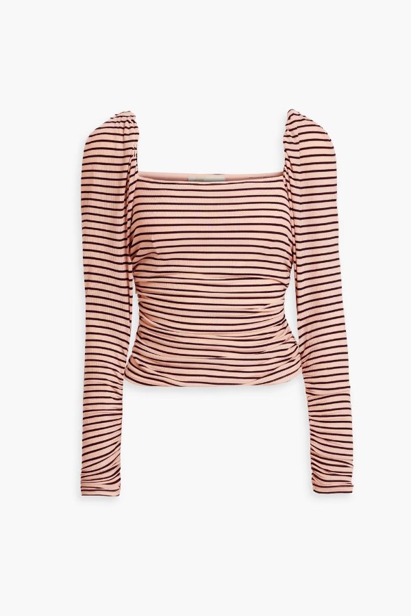 Take ruched striped ribbed jersey top