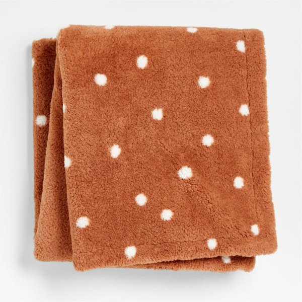 Caramel Sherpa Polka-Dot Kids Blanket | Crate & Kids