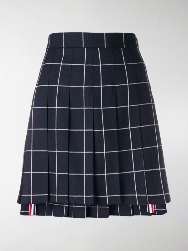 windowpane pleated mini skirt